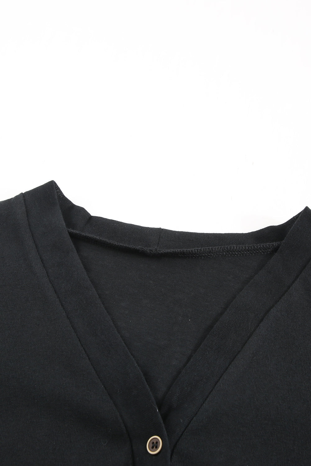 Black Solid Colour Open-Front Buttons Cardigan eAura