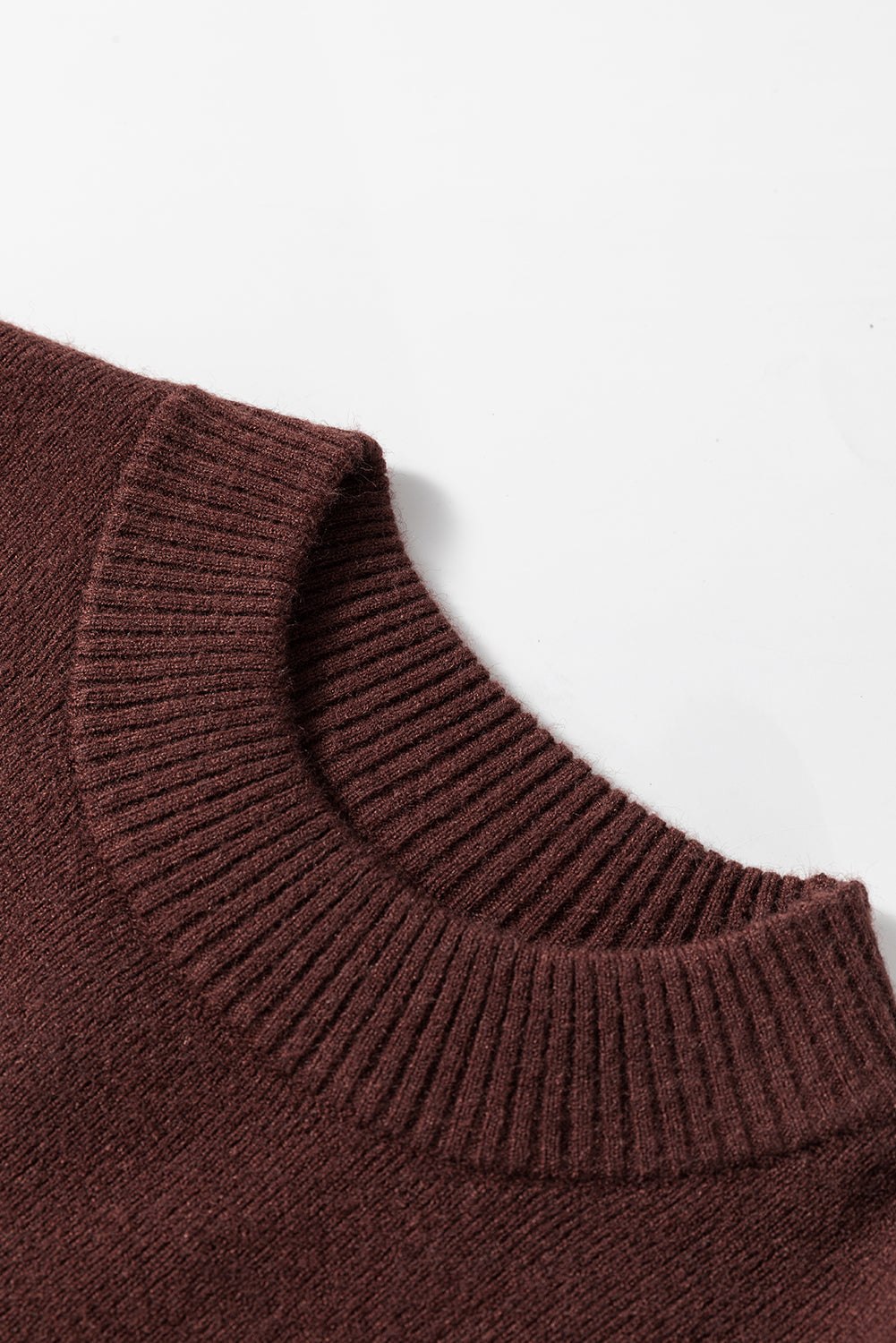 Coffee Slim Fit Mock Neck Side Slit Sweater Dress Beagle Boutique Fashion Outlet