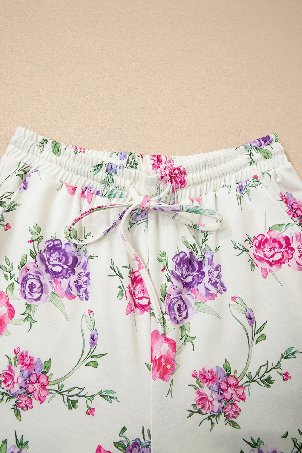Floral Print Pullover Drawstring Lounge Pants Set - eAura