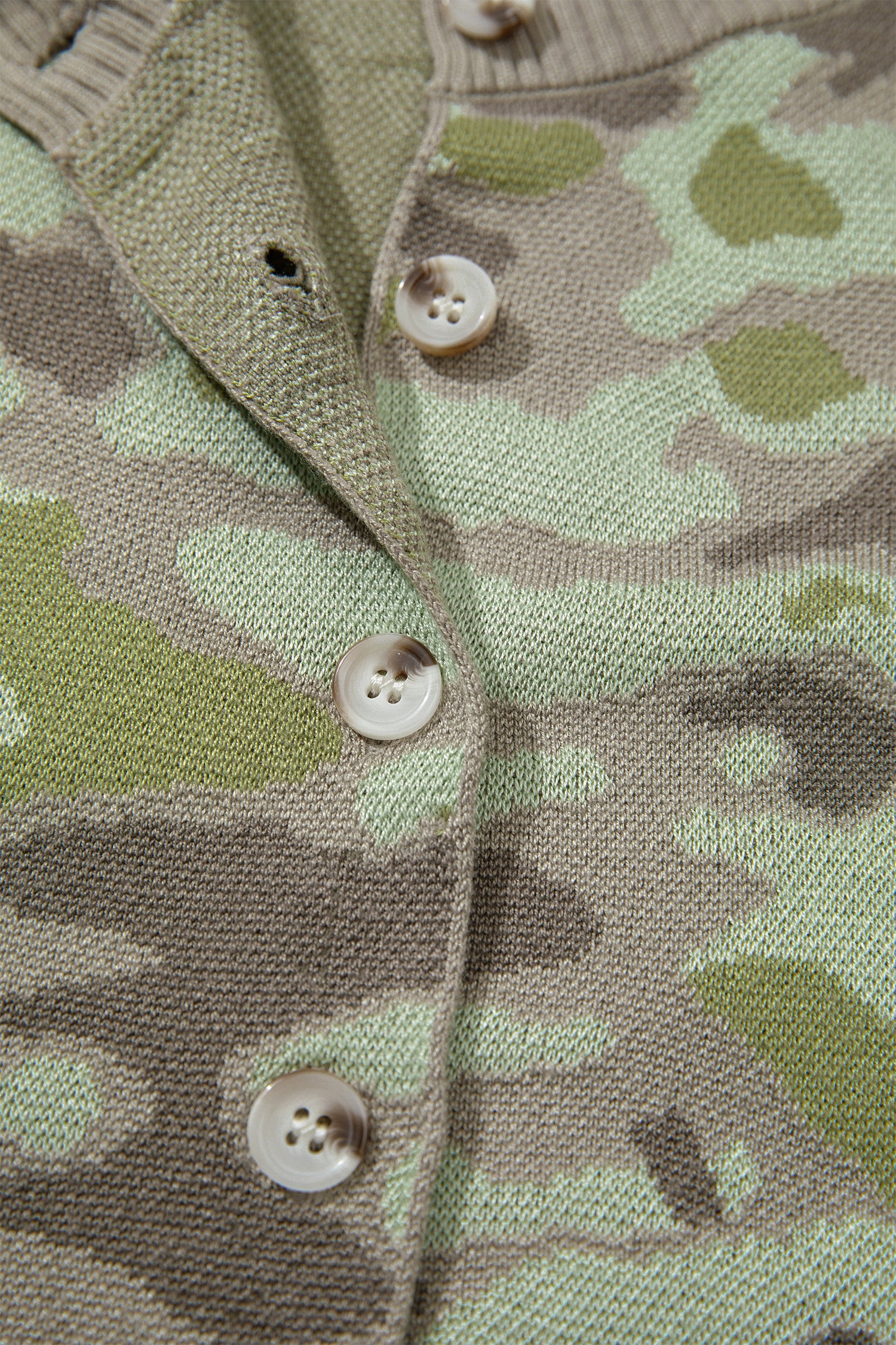 Camo Print Button Front Loose Sweater Vest – Green