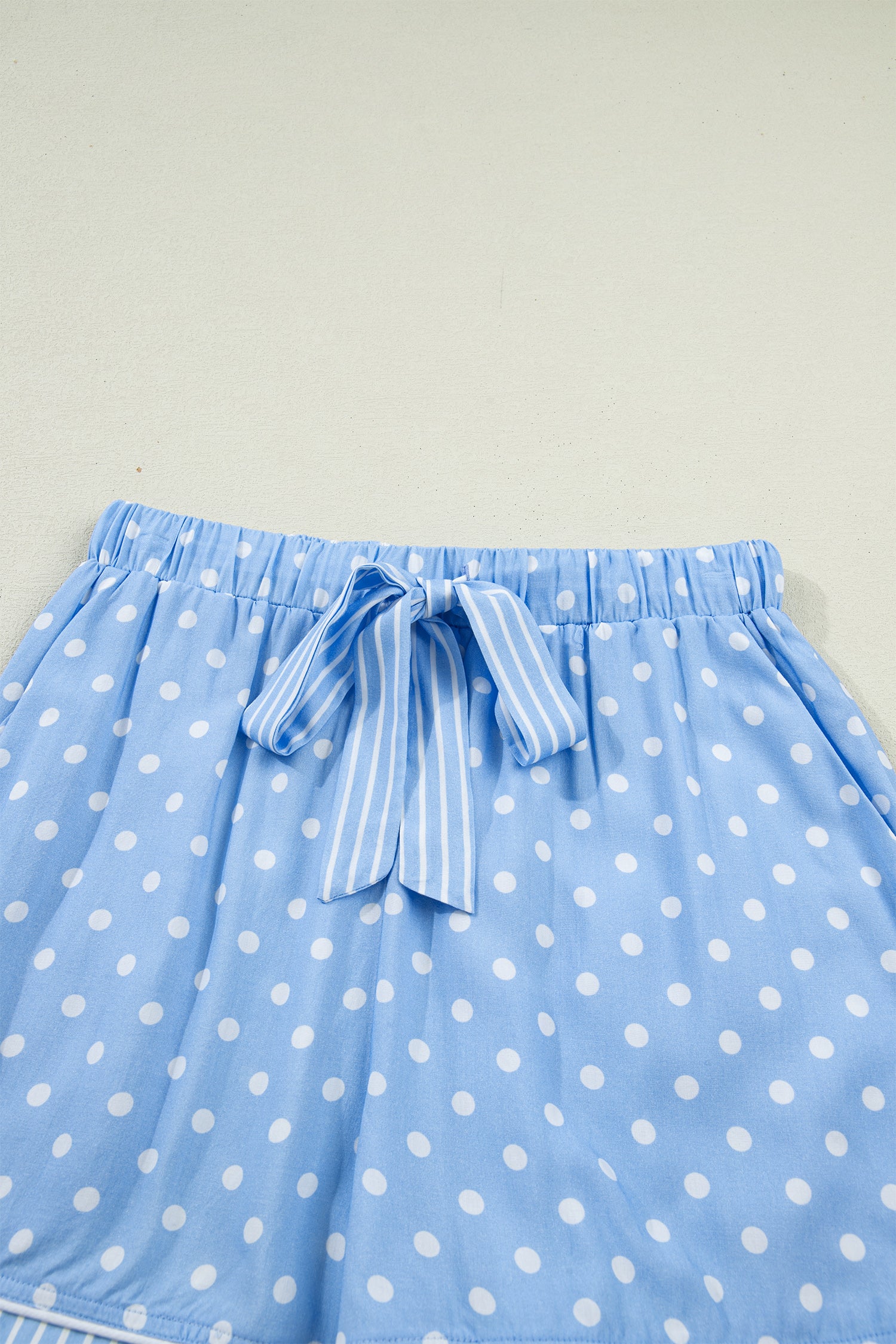Sky Blue Dotted Print Soft Short Pajama Set – Light Blue