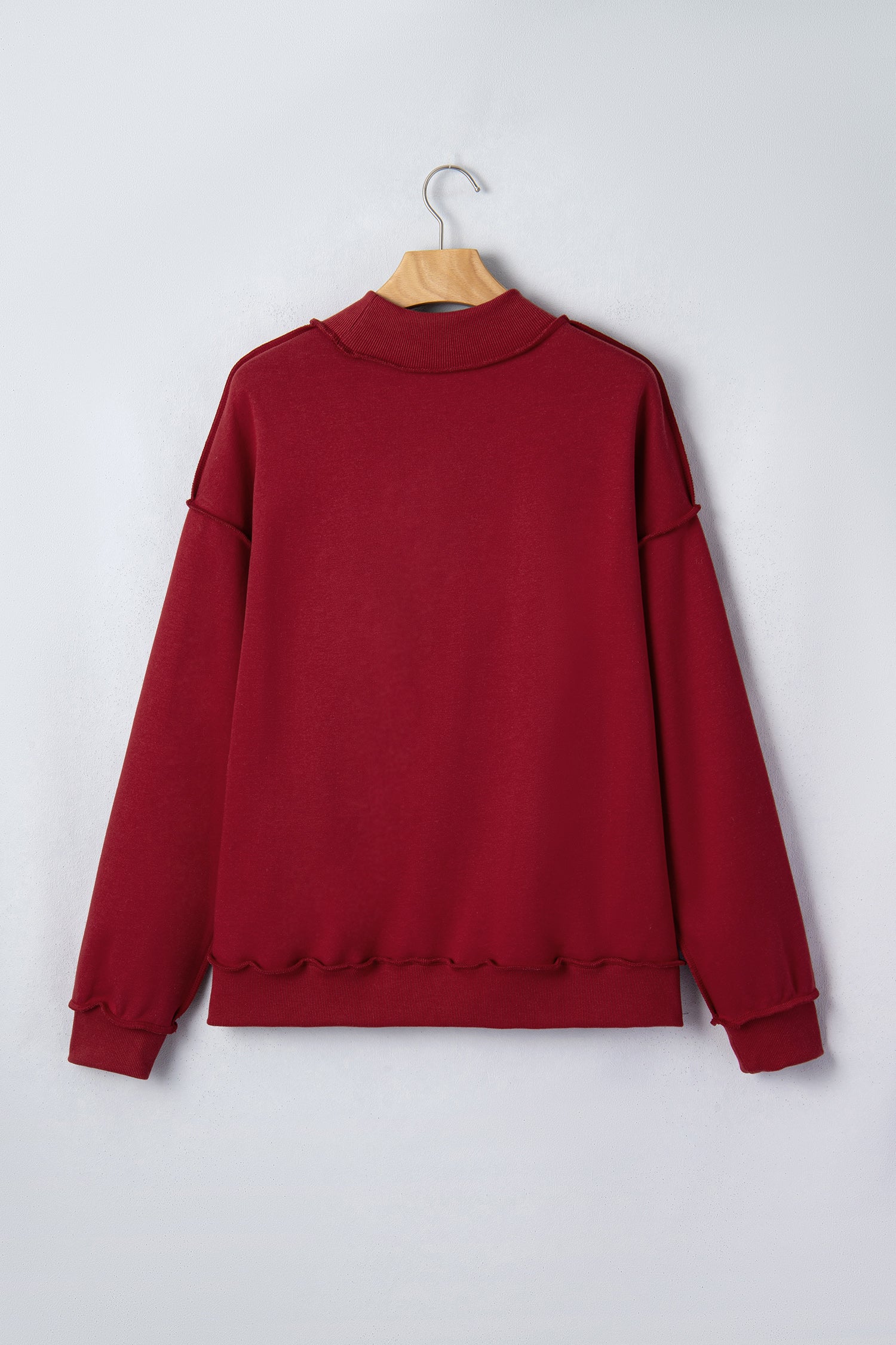 Black Oversize Drop Shoulder Reversible Mock Neck Sweatshirt