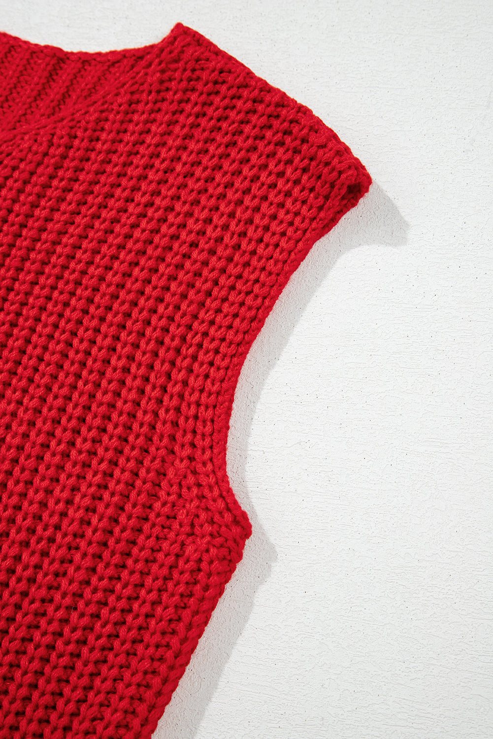 Fiery Red Solid Textured Knit Side Pockets Buttoned Sweater Vest eAura