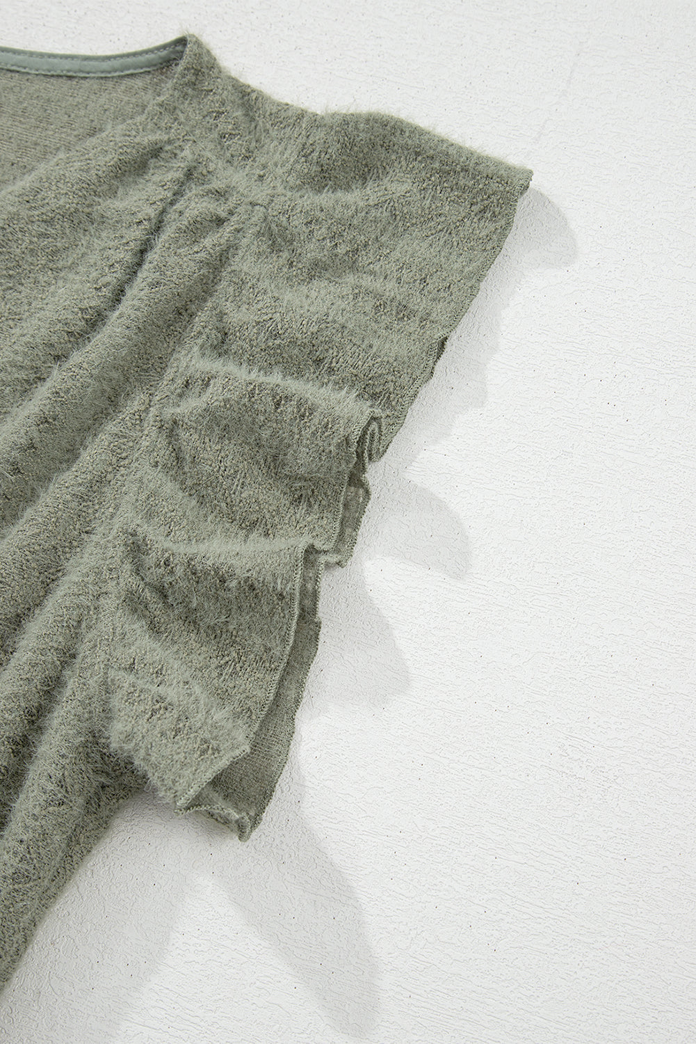Laurel Green Flutter Sleeve Lace V Neck Shirt eAura