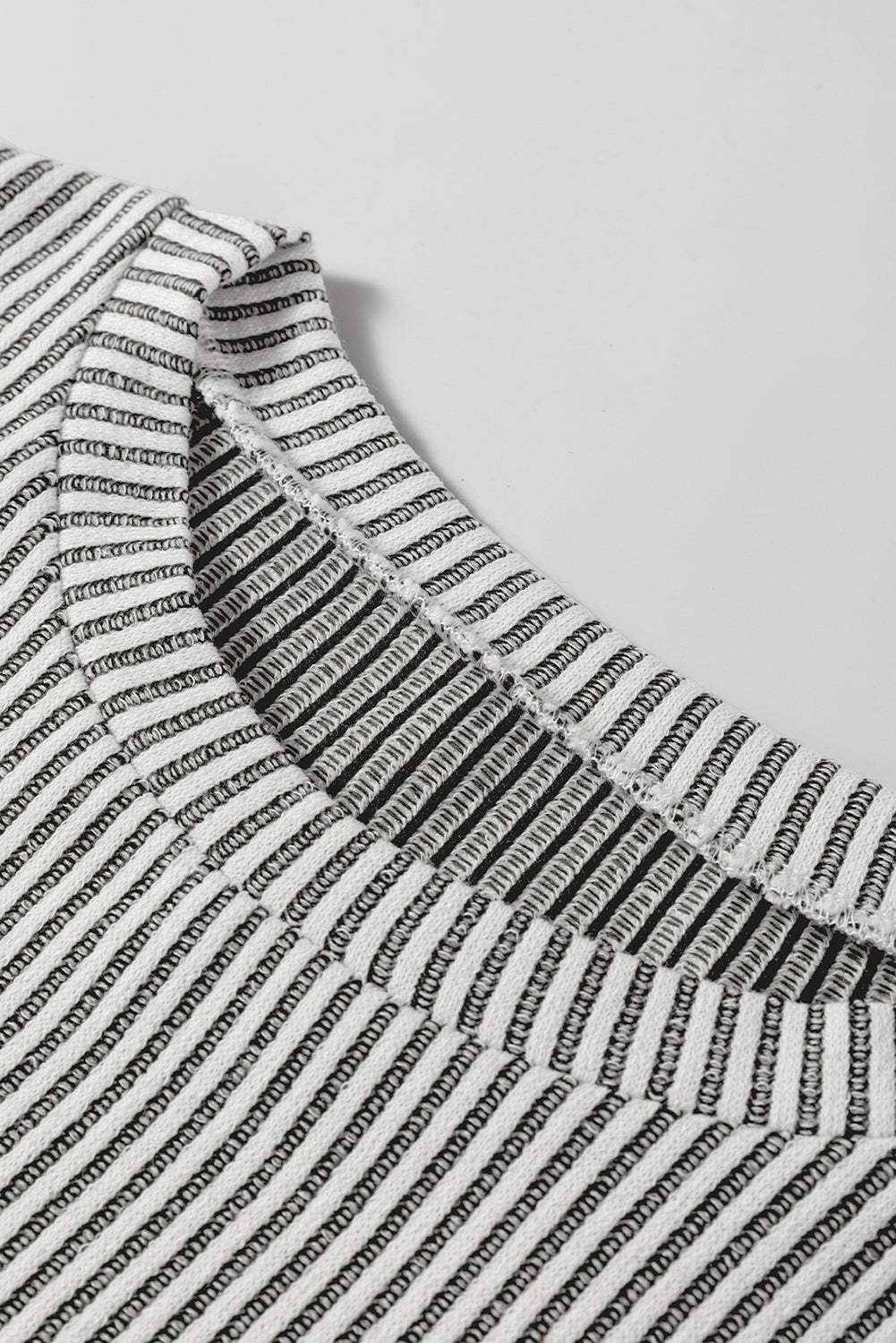 Grey Ribbed Round Neck Long Lantern Sleeve Top - eAura