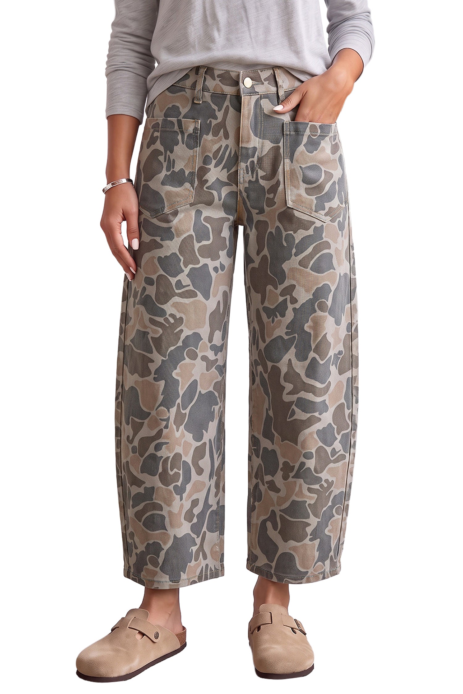 Camouflage Shift Ankle Length Jeans – Multicolour