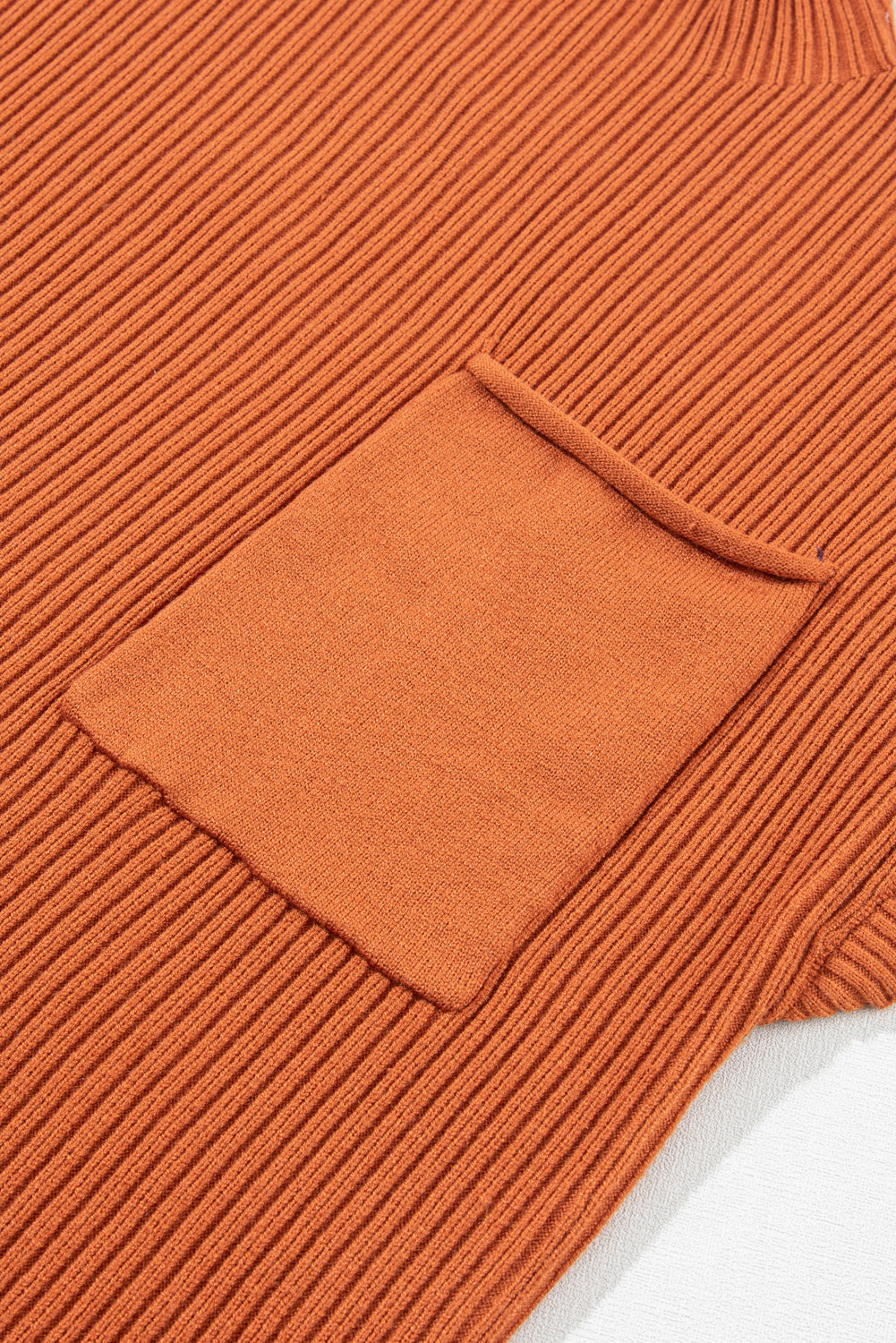 Black Patch Pocket Ribbed Knit Short Sleeve Sweater eAura