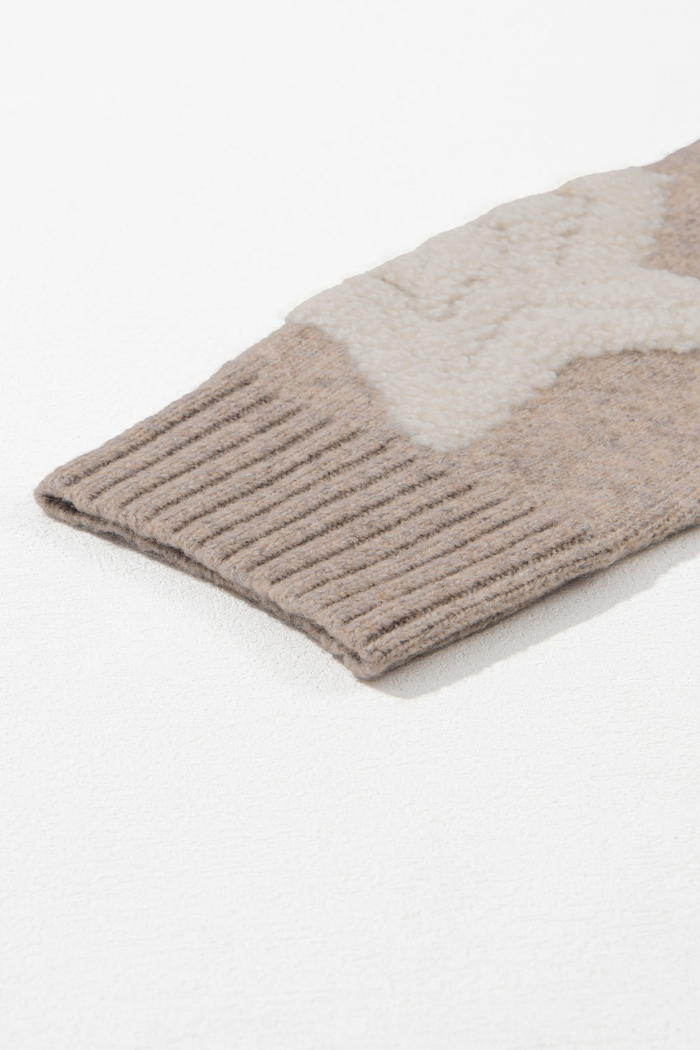 Sherpa Star Pattern Textured Sweater Cardigan with Pockets eAura