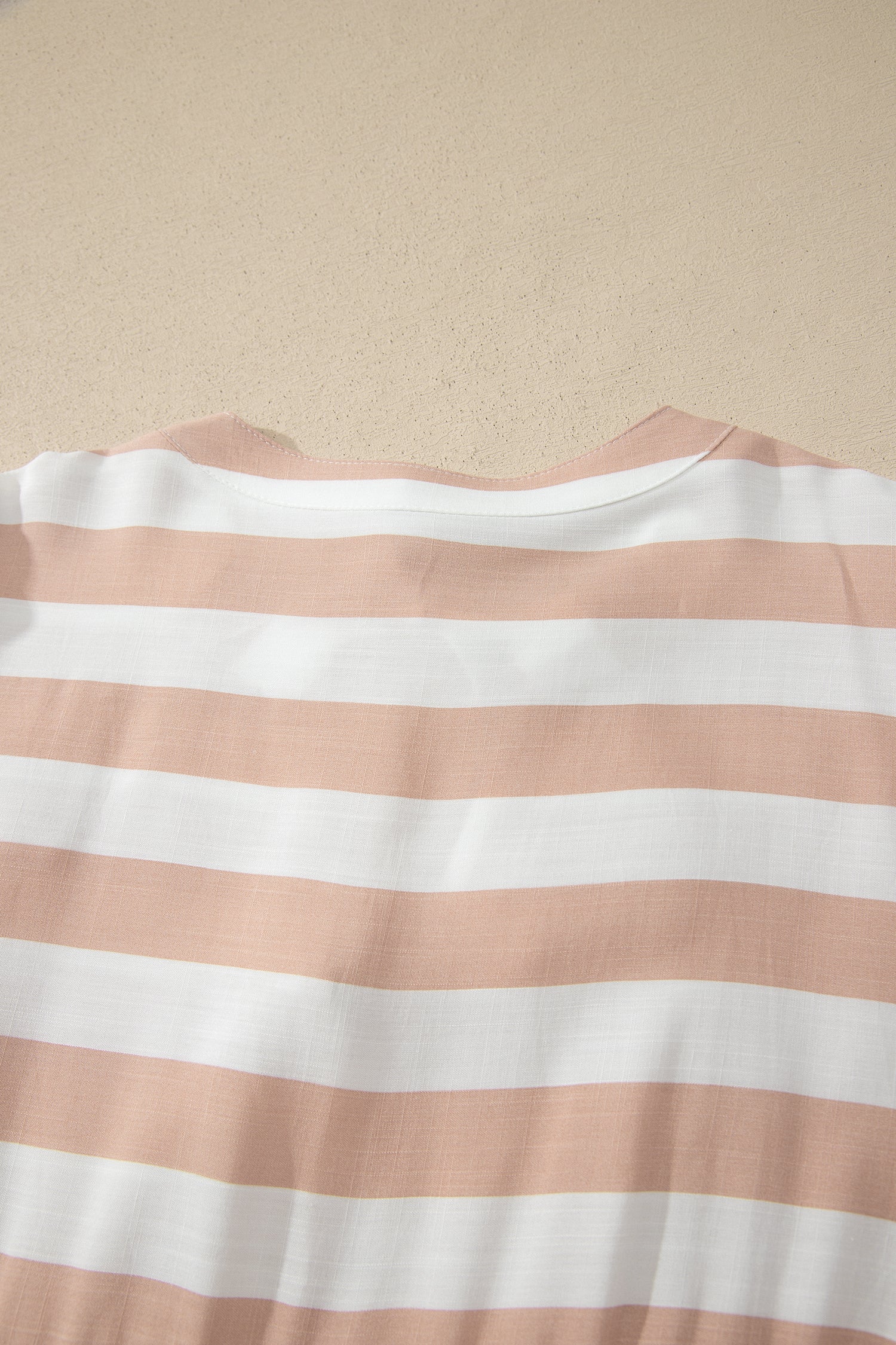 Khaki Stripe V Neck Ruffle Sleeve Flared Summer Dress