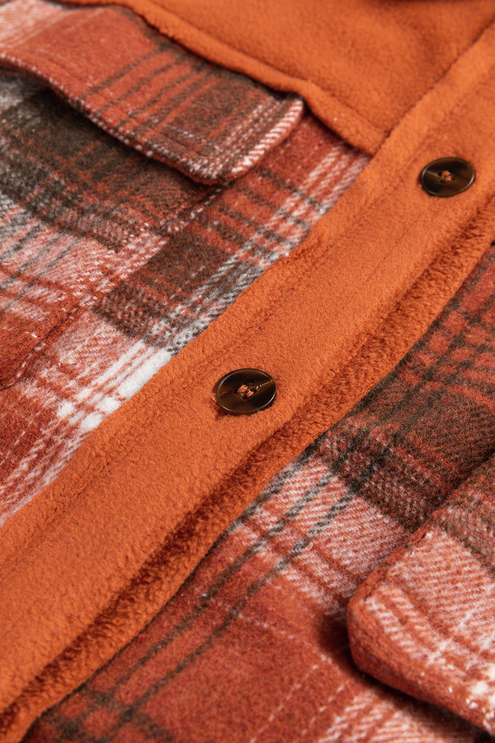 Khaki Colourblock Plaid Pattern Flap Pockets Buttoned Shacket eAura