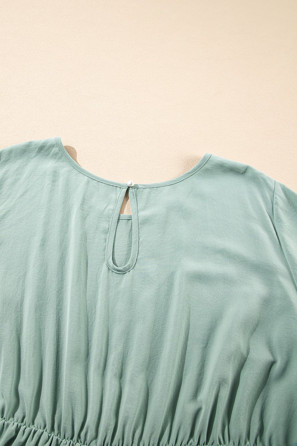 Grass Green Ruffle Trim Short Sleeve Plus Size Flared Mini Dress BB Fashion Outlet