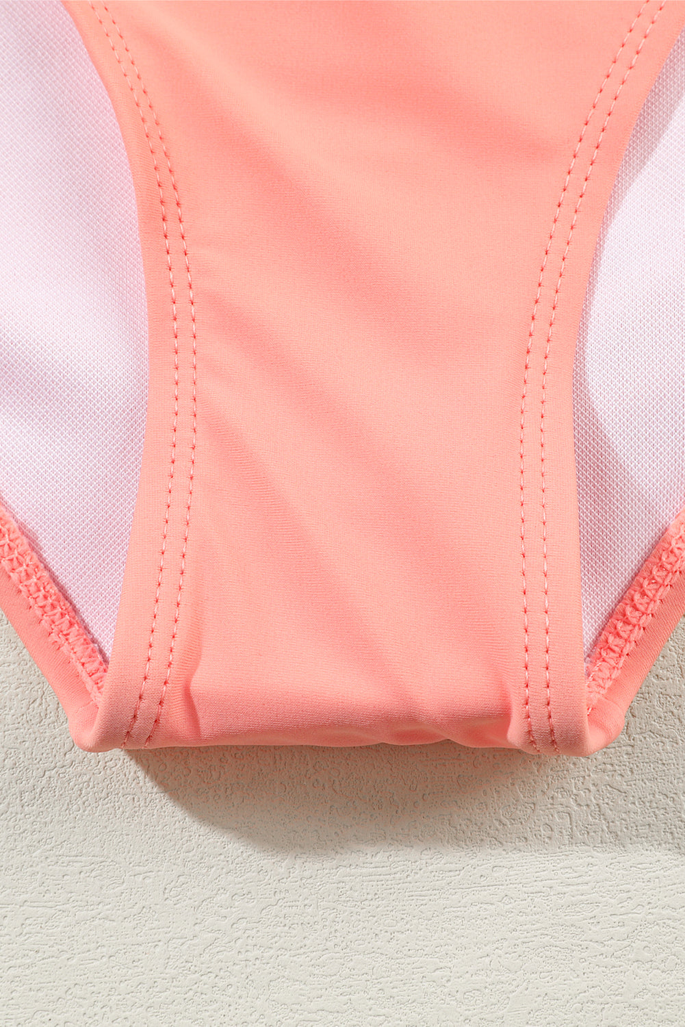 Peach Blossom Striped Patchwork Spaghetti Strap High Waist Bikini Swimsuit eAura