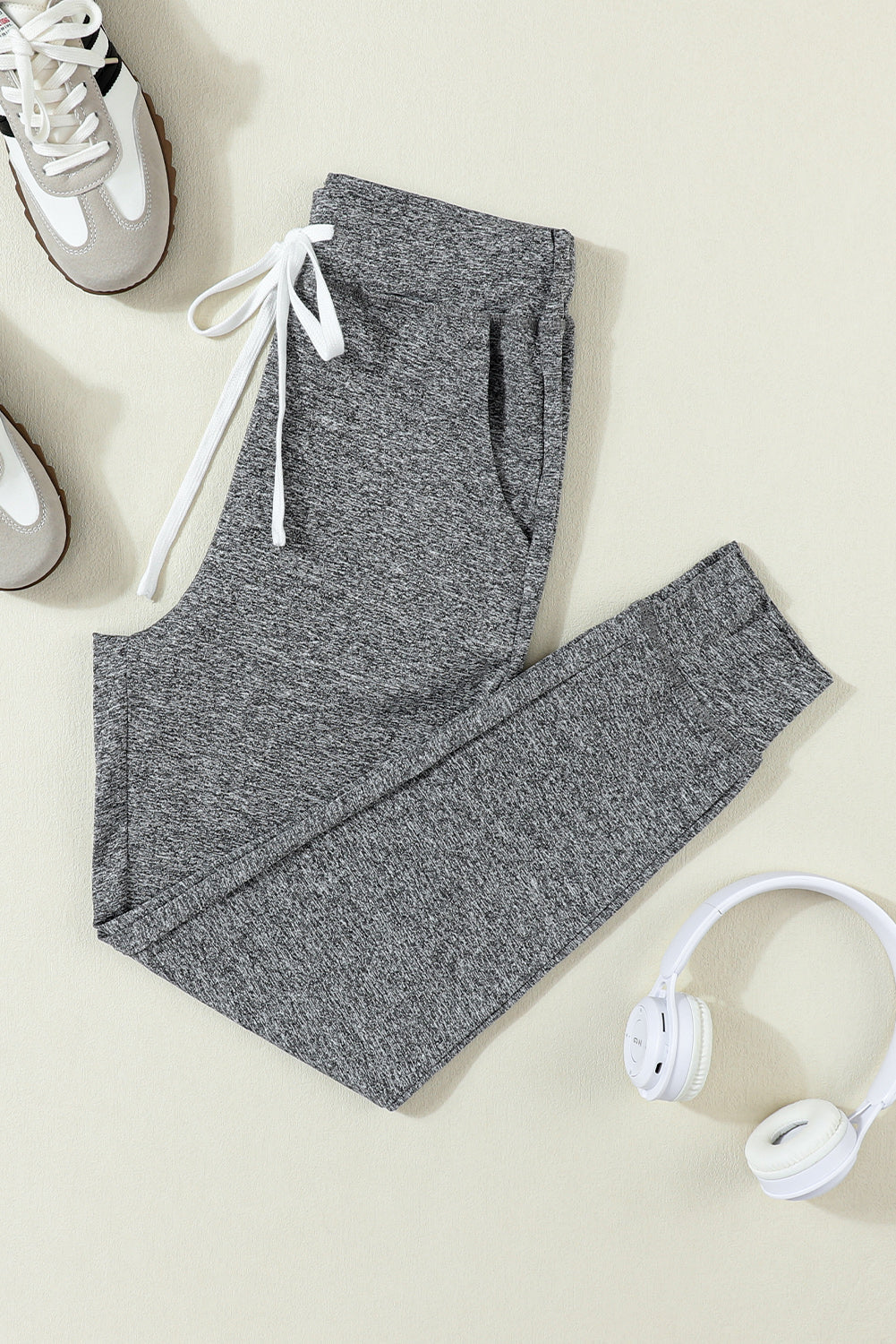 Dark Brown Drawstring Waist Pocketed Joggers eAura