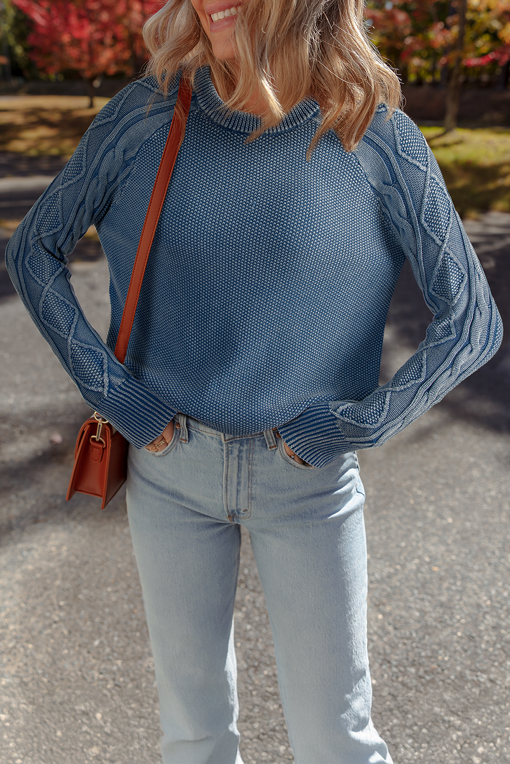 Contrast Cable Knit Sleeve Casual Sweater Dear-Lover Dropshipping