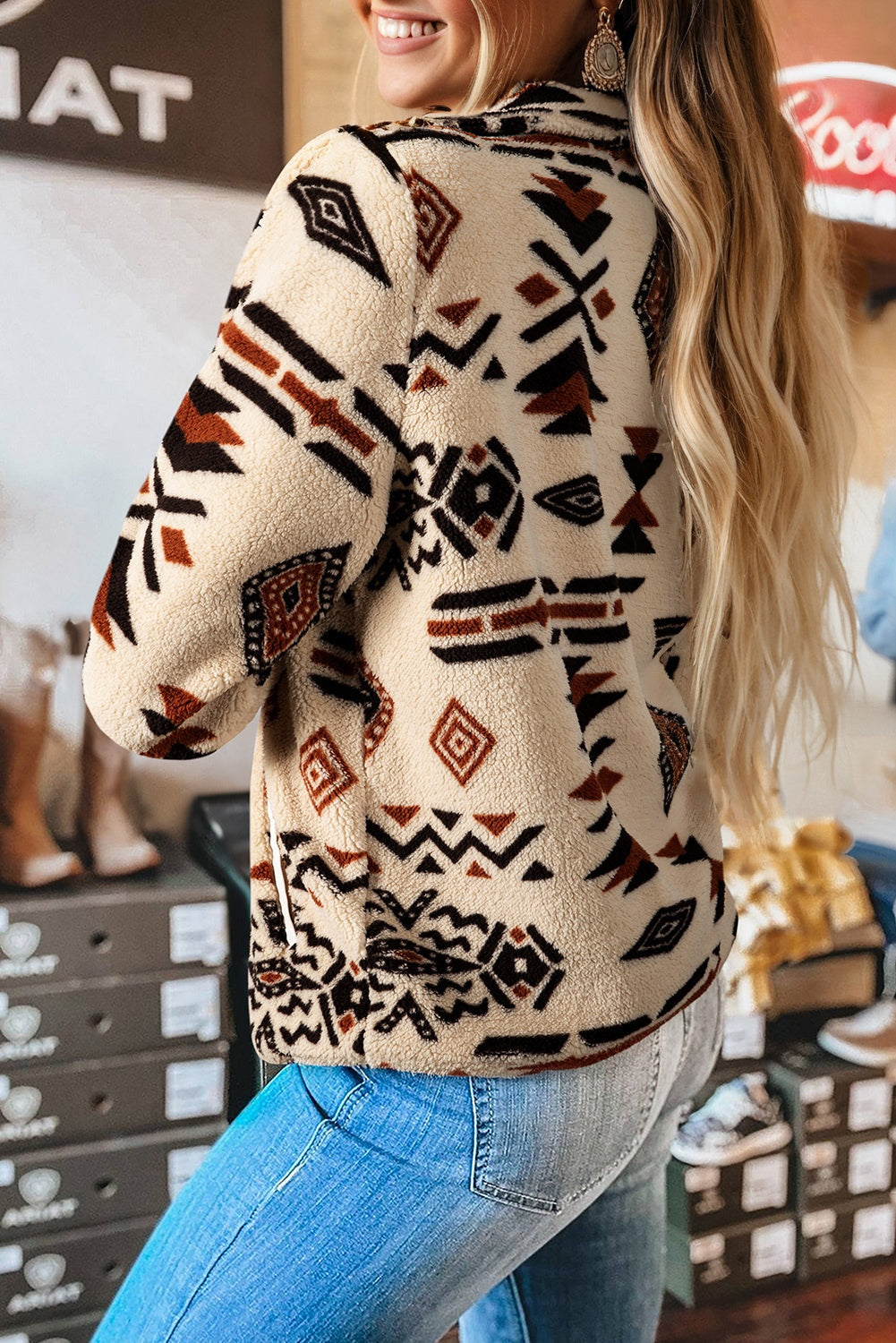 Western Aztec Half Zip Plush Sweatshirt eAura
