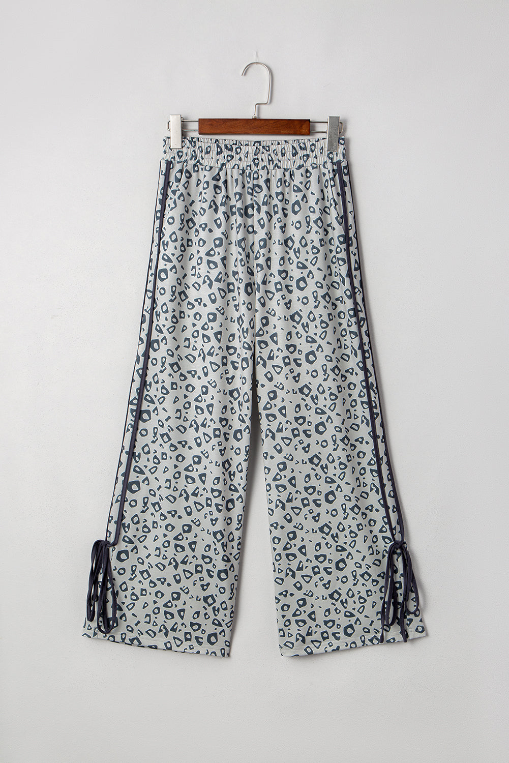 Grey Leopard High Waist Side Bow Straight Leg eAura