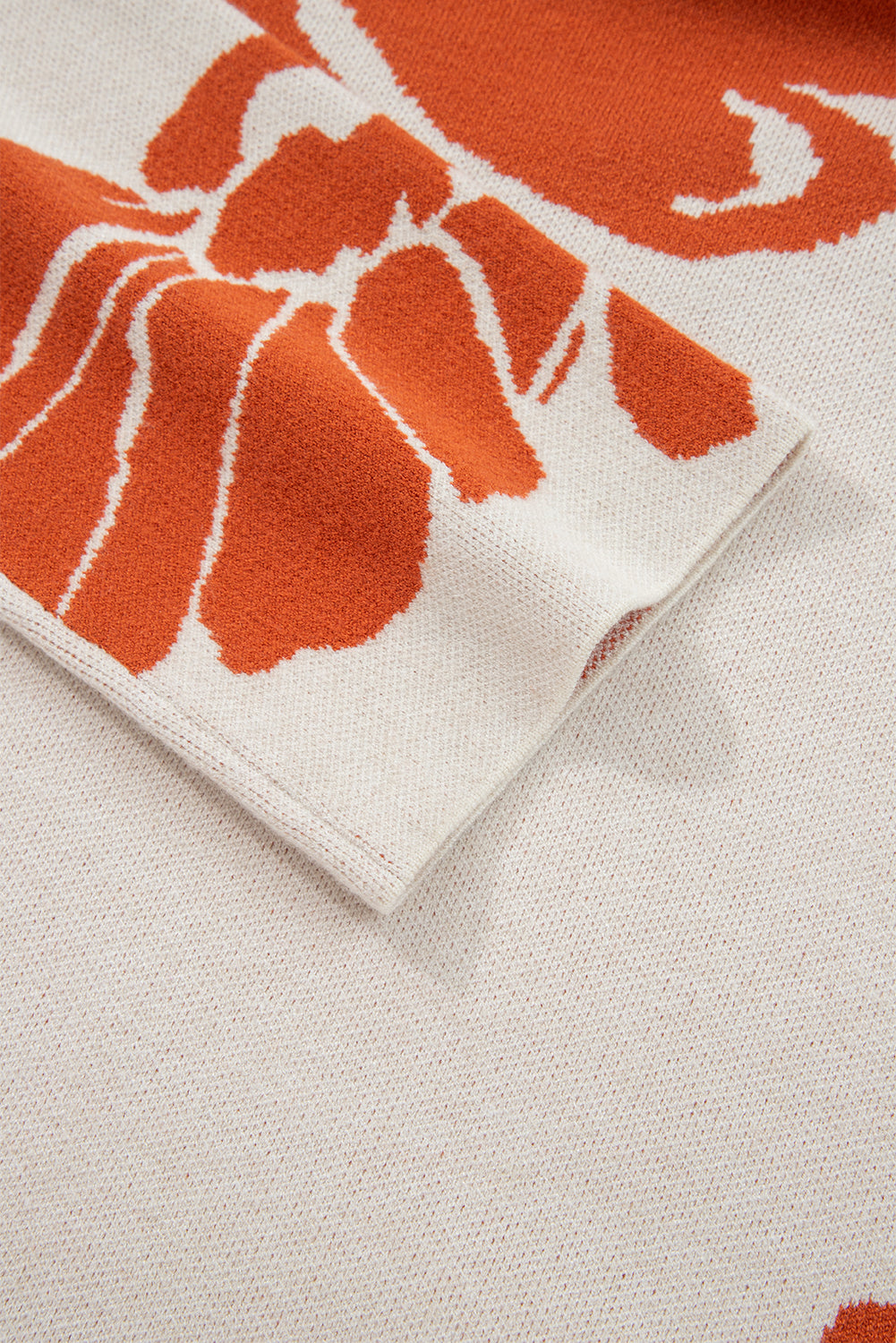 Bold Flower Pattern Wide Sleeve Overside Sweater eAura
