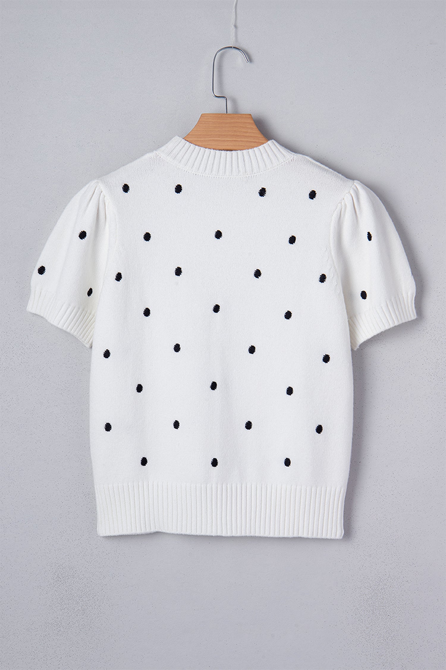 Elegant Polka Dot Bubble Short Sleeve Sweater