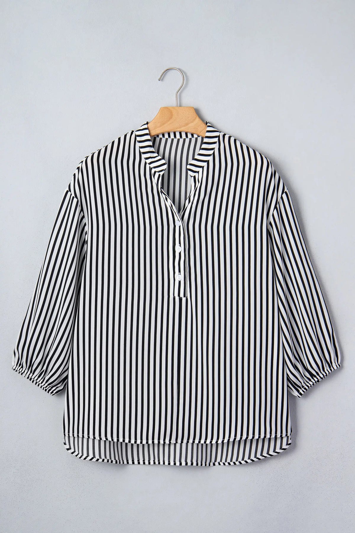 Black Striped Half Sleeve Button-Up Shirt – Black Stripe