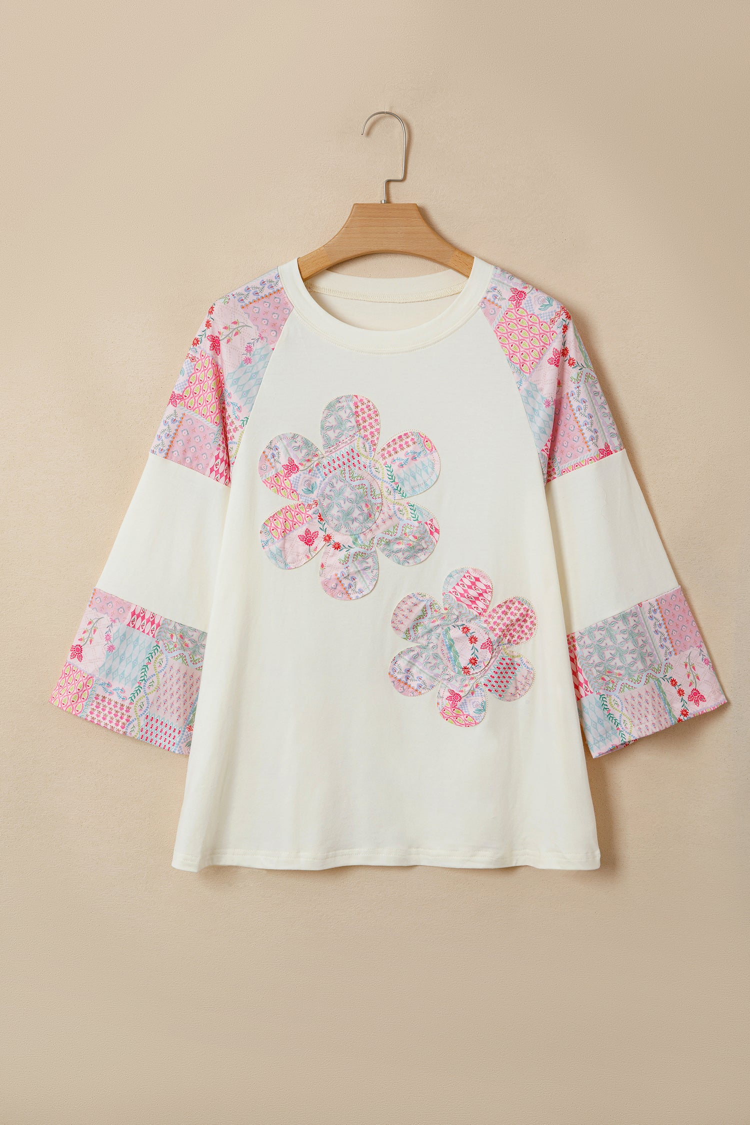 Retro Floral Patchwork Long Sleeve Top