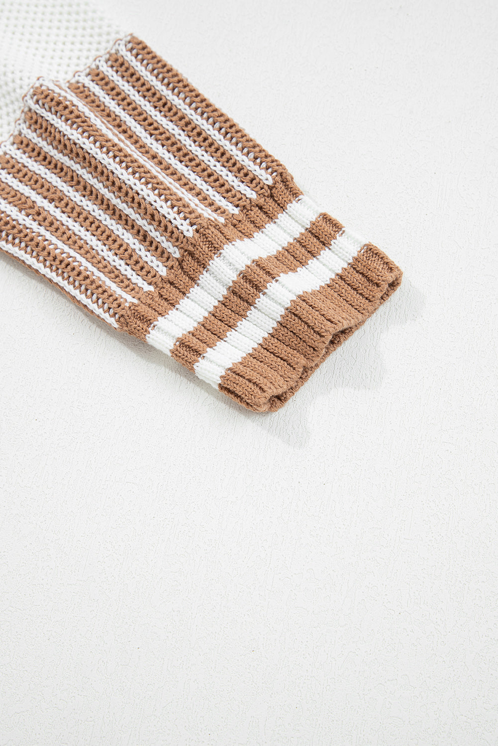Two Tone Striped Patchwork Drop Shoulder Oversized Sweater - eAura
