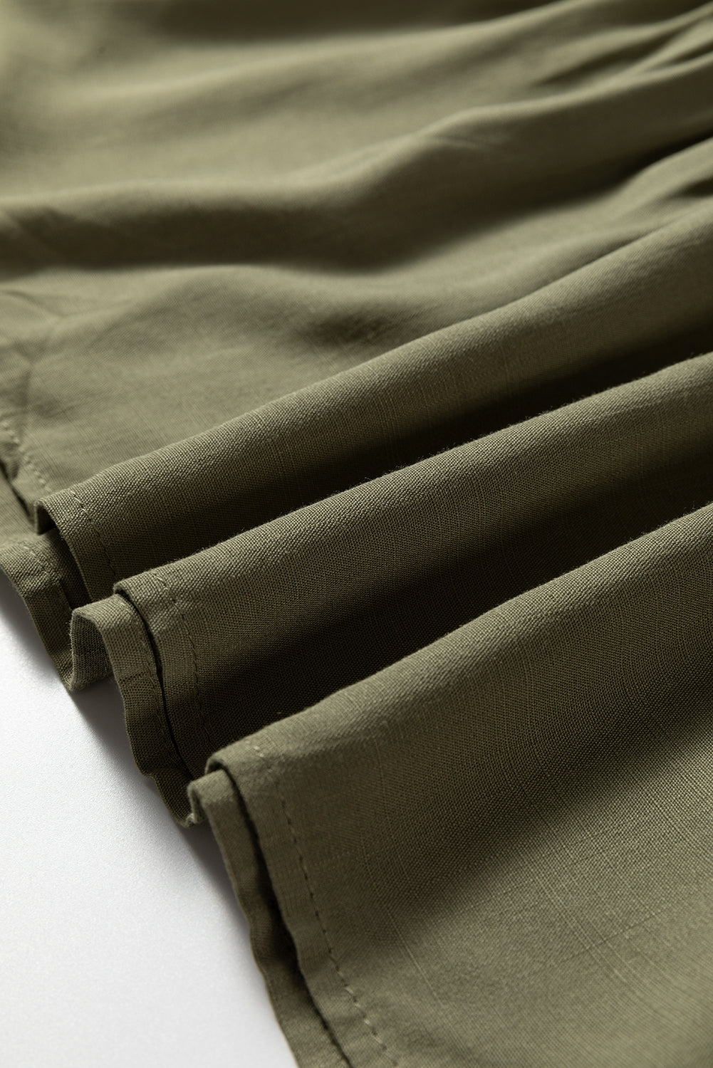 Collared V-Neck Smocked Detail Contrast Leopard Trim Bracelet Sleeve Long Dress - eAura