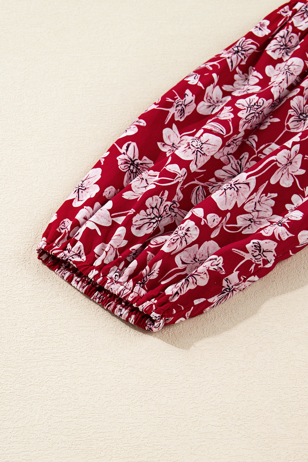 Purple Plus Floral Balloon Sleeve V Neck Relaxed Dress - eAura