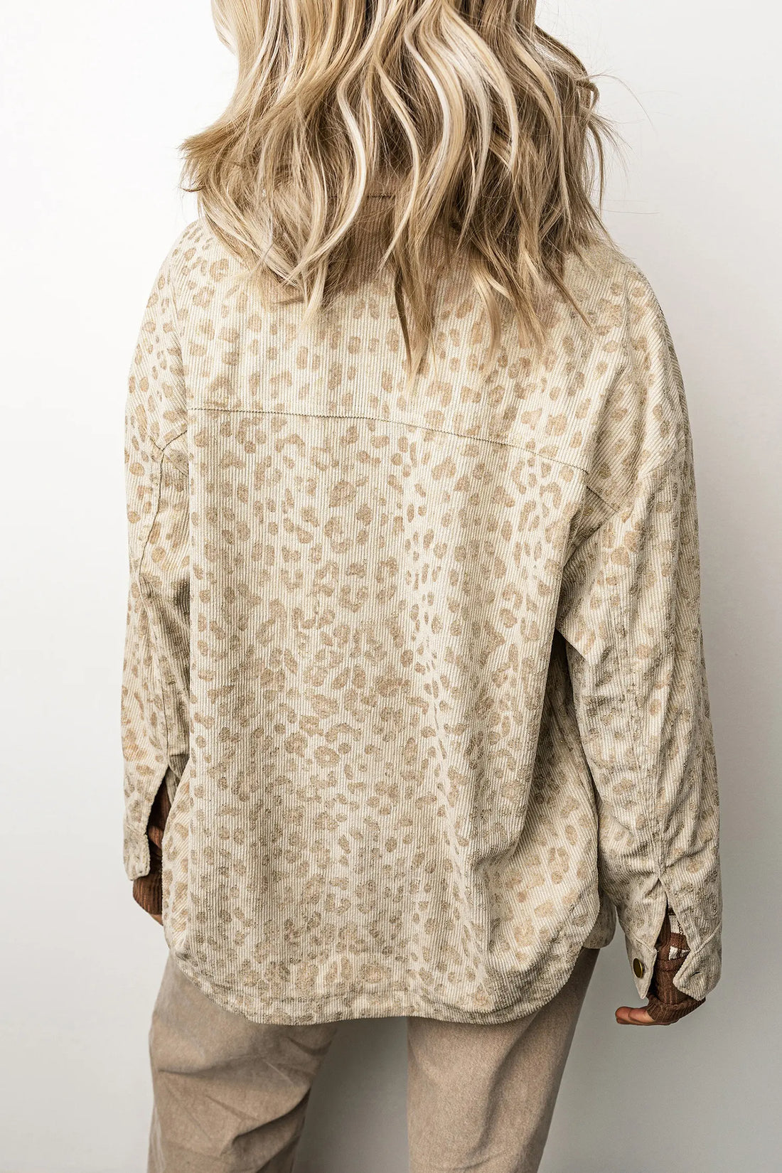 Ribbed Shirt Collar Long Sleeve Regular Fit Jacket