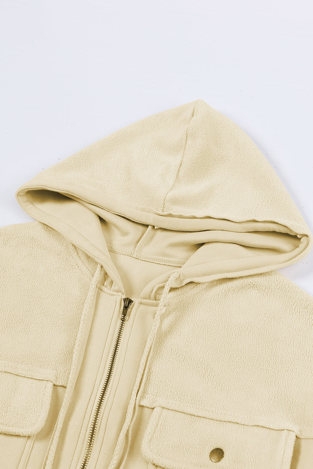 Flap Pocket Drawstring Hood Zip Up Jacket Beagle Boutique Fashion Outlet