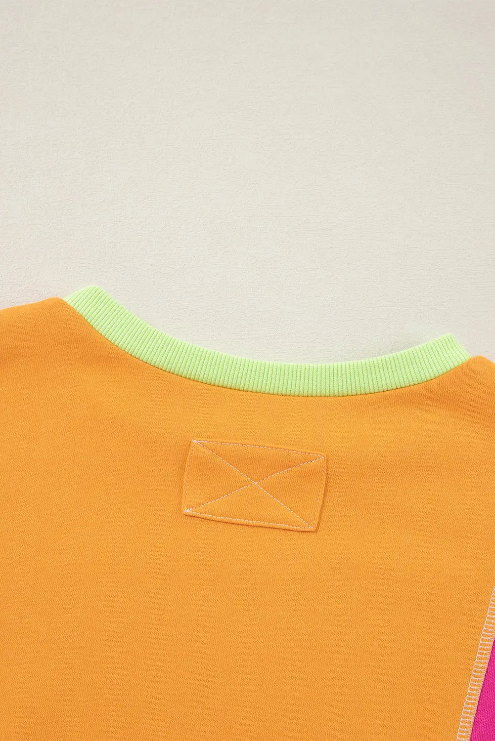Grapefruit Orange Colourblock Patchwork Exposed Stitching Oversize Top - Sweaters & Cardigans/Sweaters