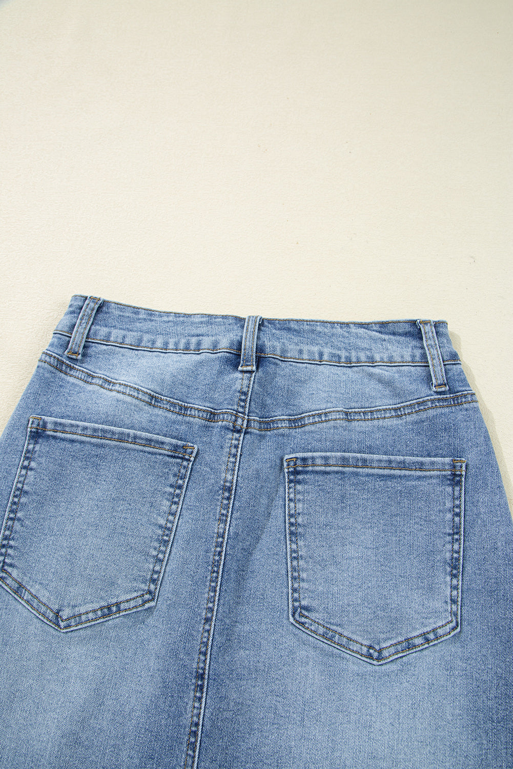 Irregular Distressed Bottom Denim Midi Skirt - eAura