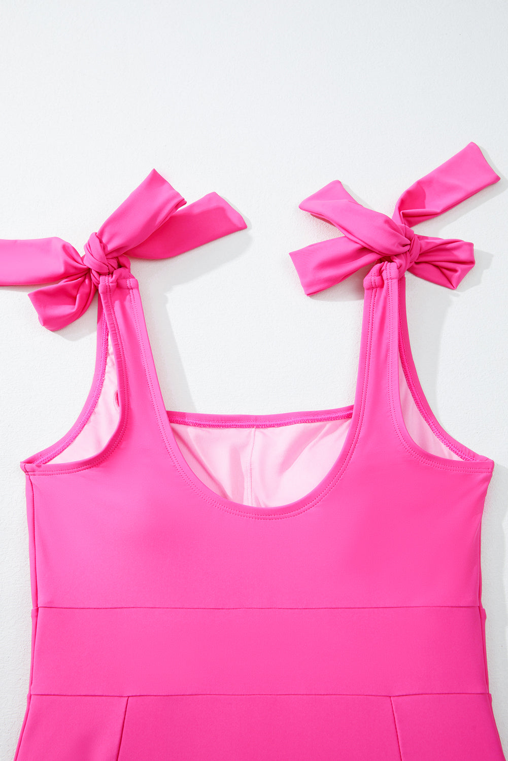 Square Neck Knotted Shoulder Open Back One Piece Swimsuit