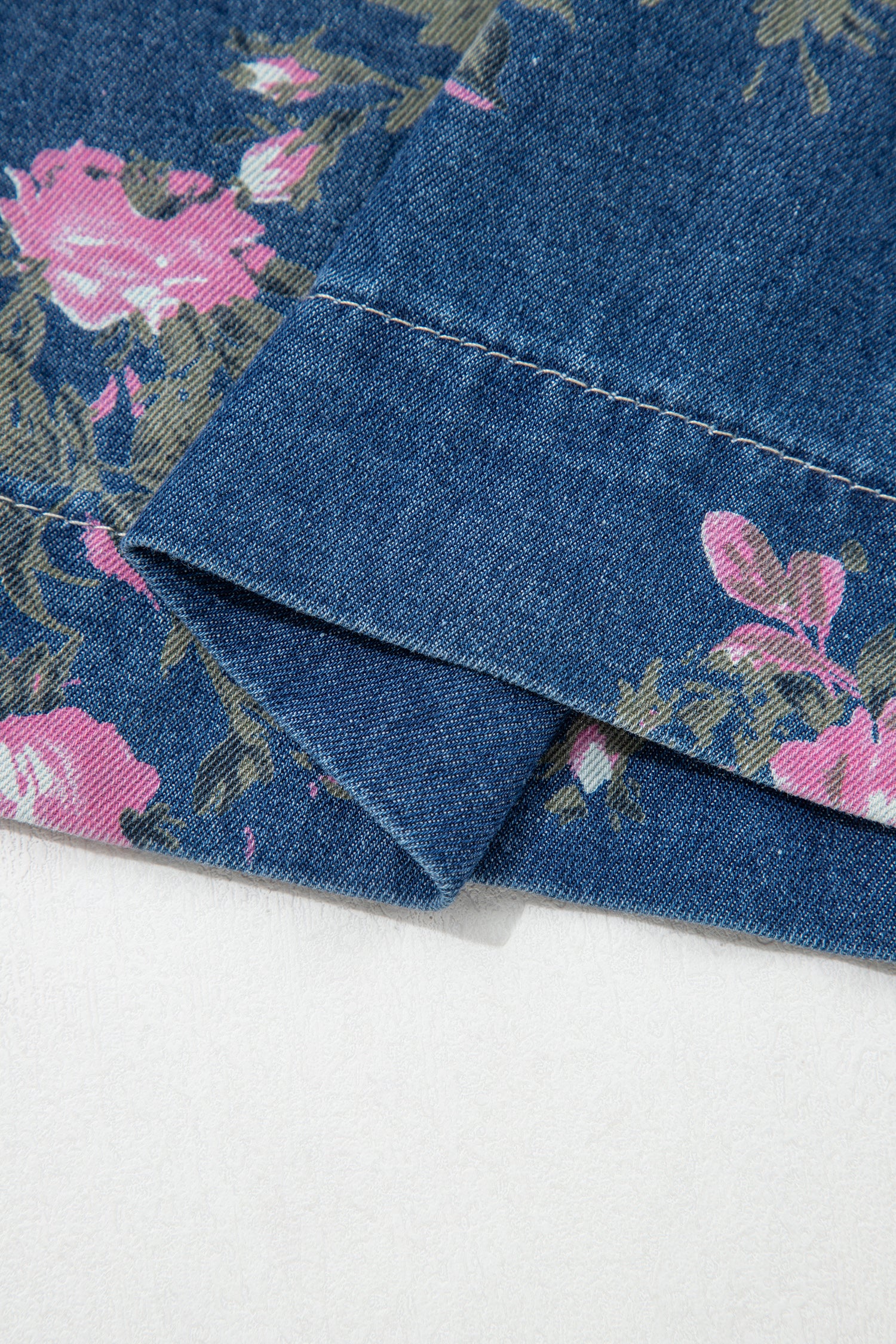 Floral Print Elastic Waist Pintuck Wide Leg Jeans