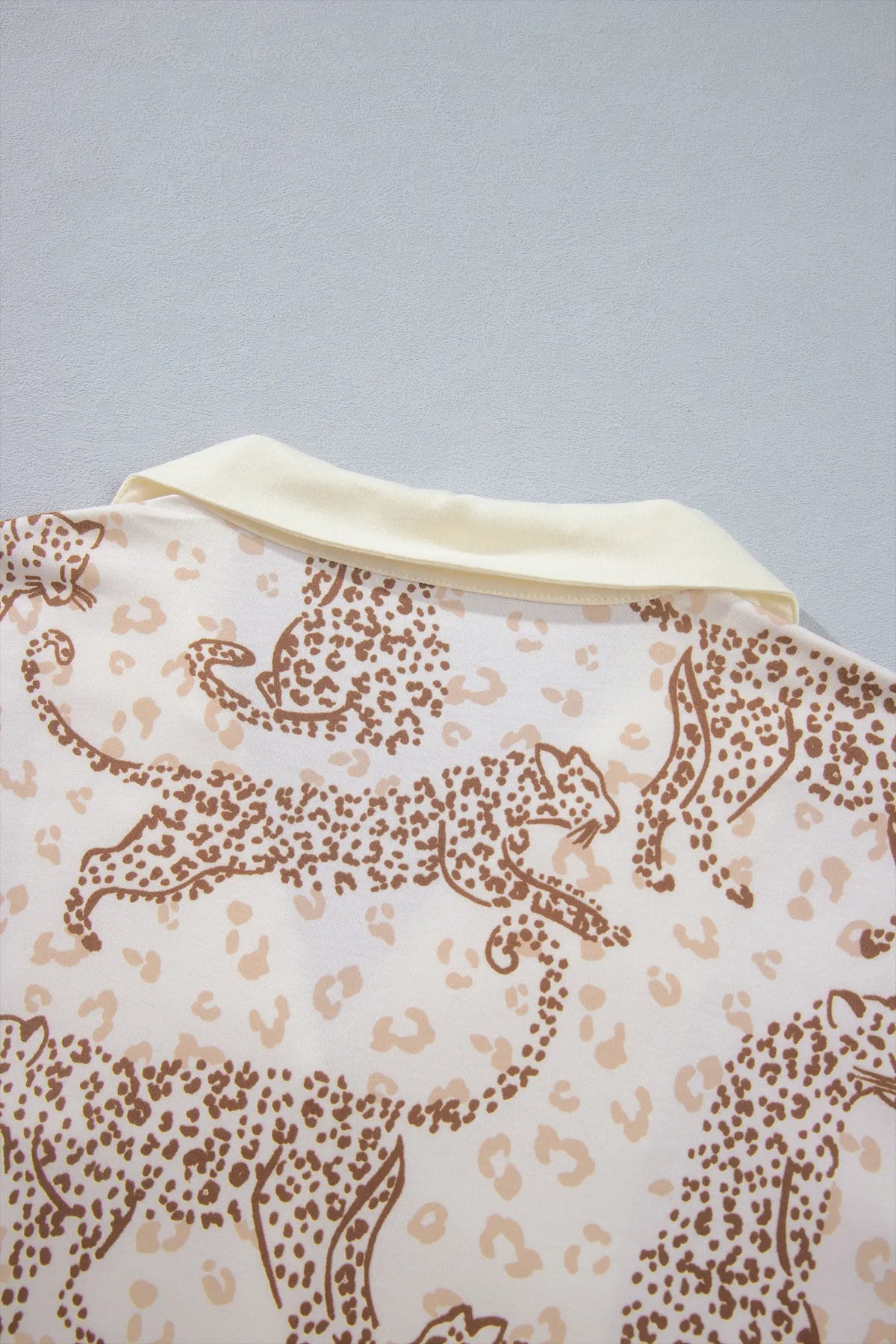 Leopard Print Colourblock Pocket Placket Long Sleeve Lounge Set – Yellow