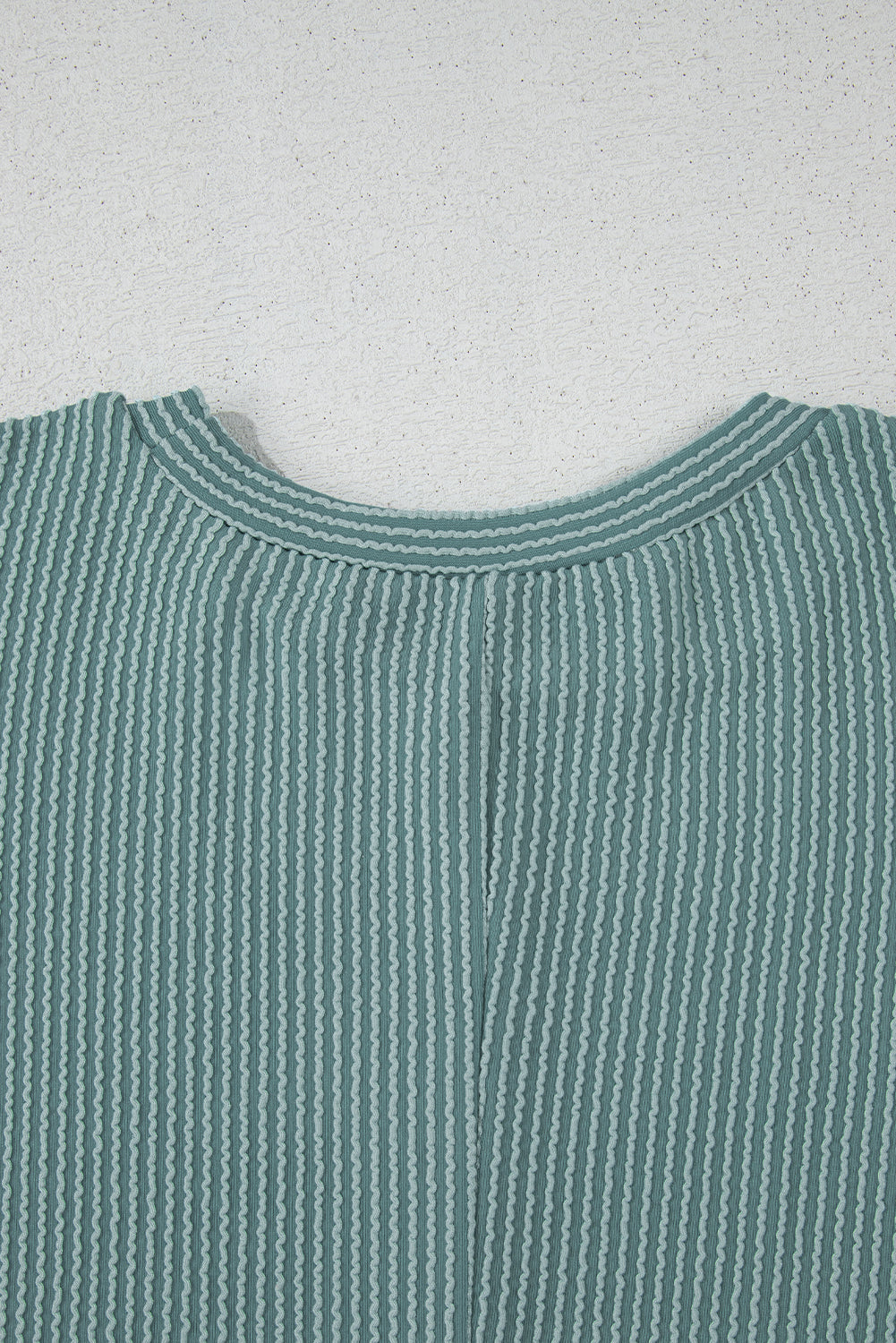 Canton Ribbed Ruffle Sleeve Crew Neck Shift Dress eAura