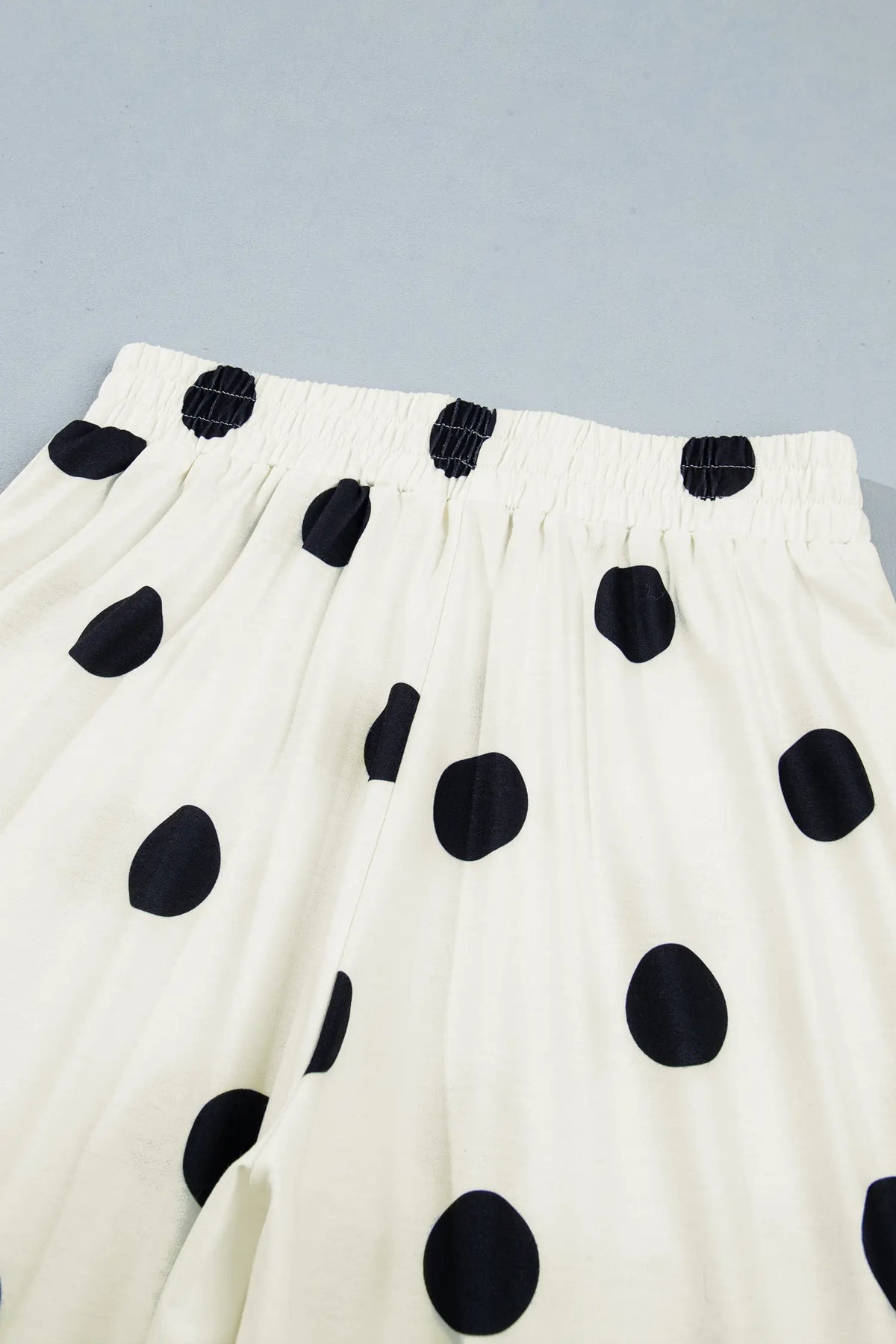 Sky Blue Polka Dot Wide Leg Elastic Waist Casual Pants – Light Blue