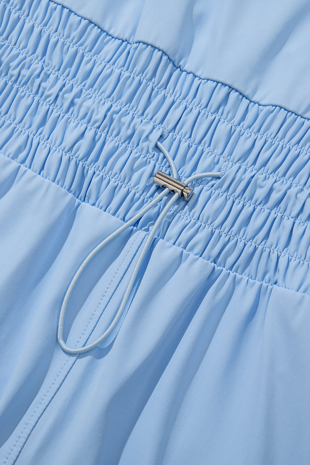Plain Sleeveless Loop Drawstring Cinched Waist Romper eAura