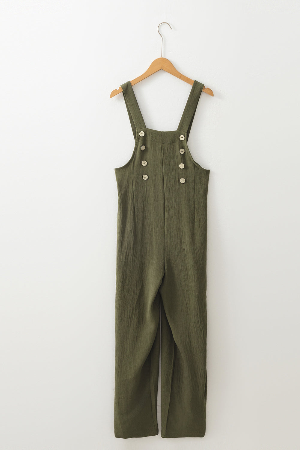 Jungle Green Solid Colour Buttoned Straight Leg Overall eAura