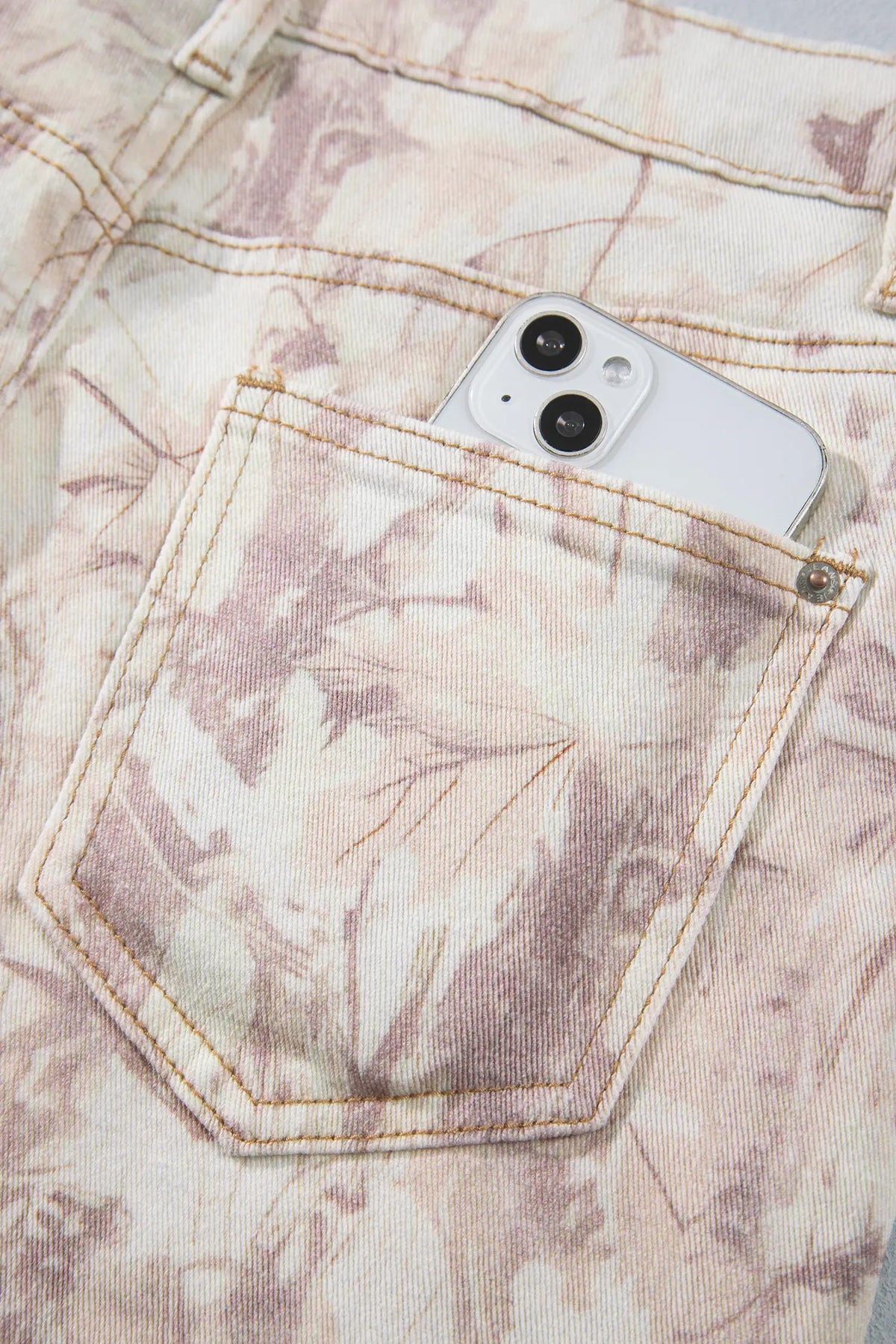 Woodland Camo Tummy Control Denim Wide Leg Jeans – Khaki