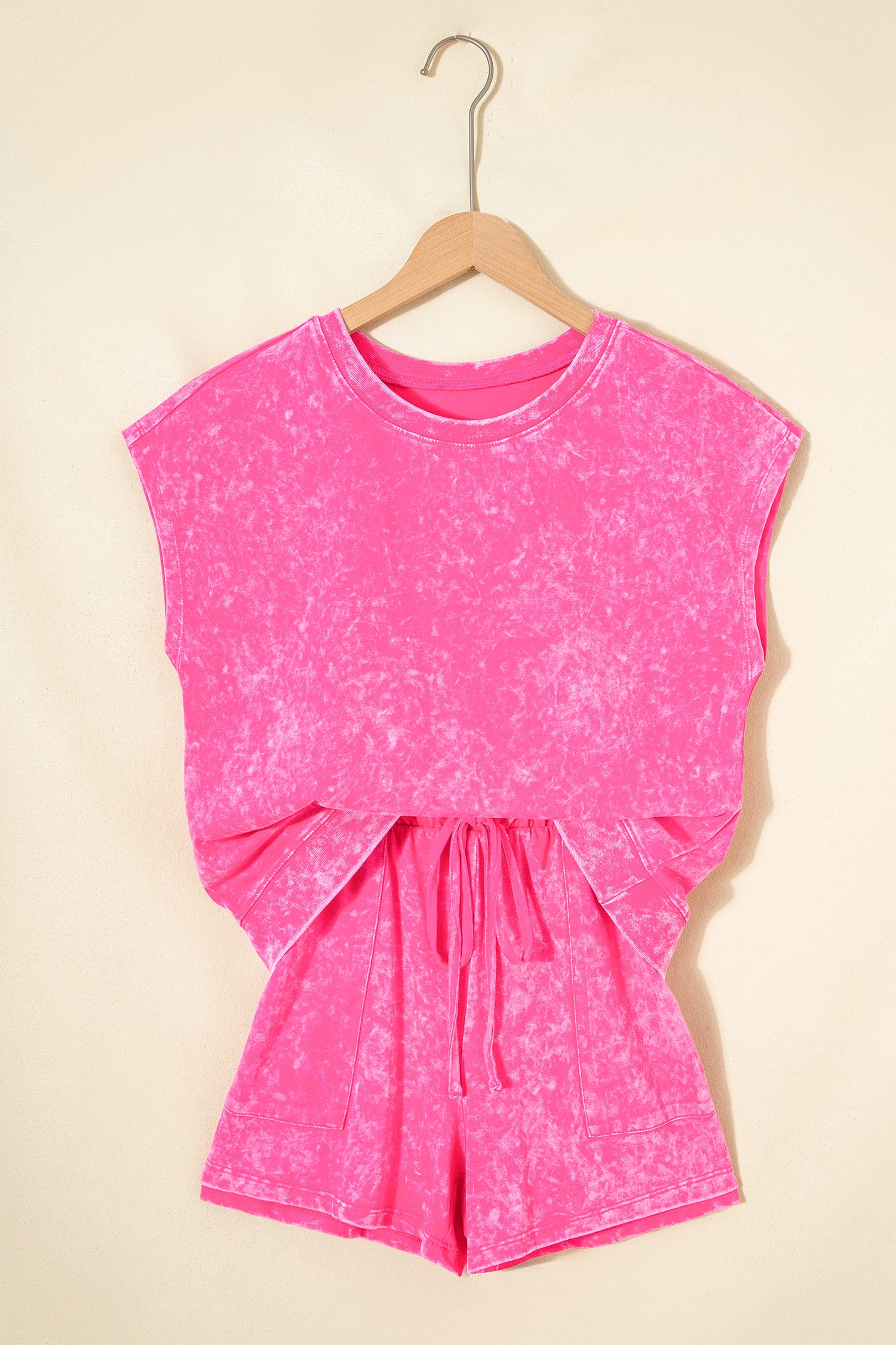 Mineral Wash Cotton Shorts & Tee Co-ord Set