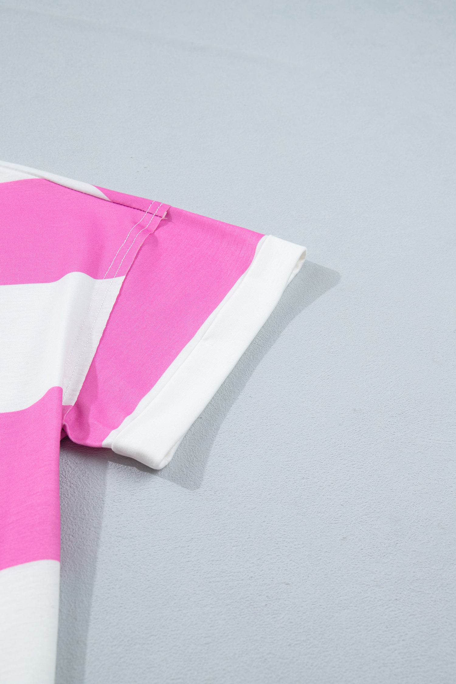 Colorblock Trim Polo Tee Drawstring Mini Skort 2pcs Set – Rose Stripe