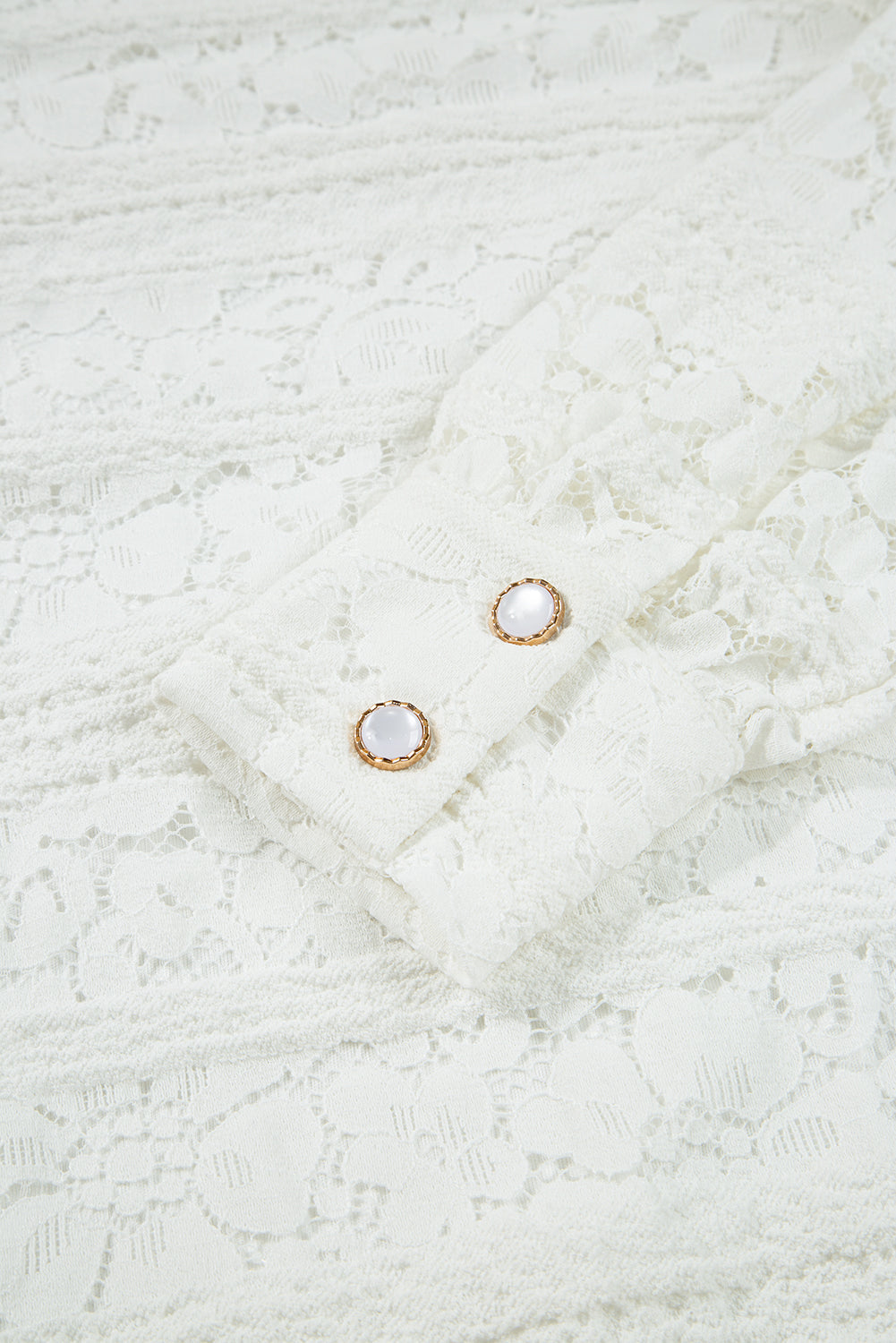 Lace Crochet Round Neck Puff Sleeve Shift Mini Dress - eAura