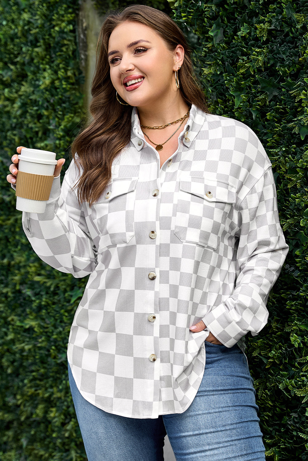 Checkered Buttoned Down Casual Jacket - eAura
