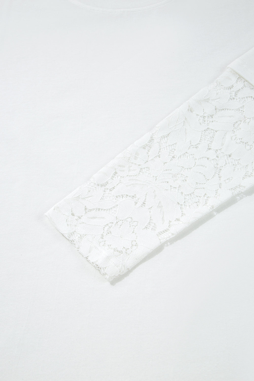 White Lace Long Sleeve Insert Drop Shoulder Tee eAura