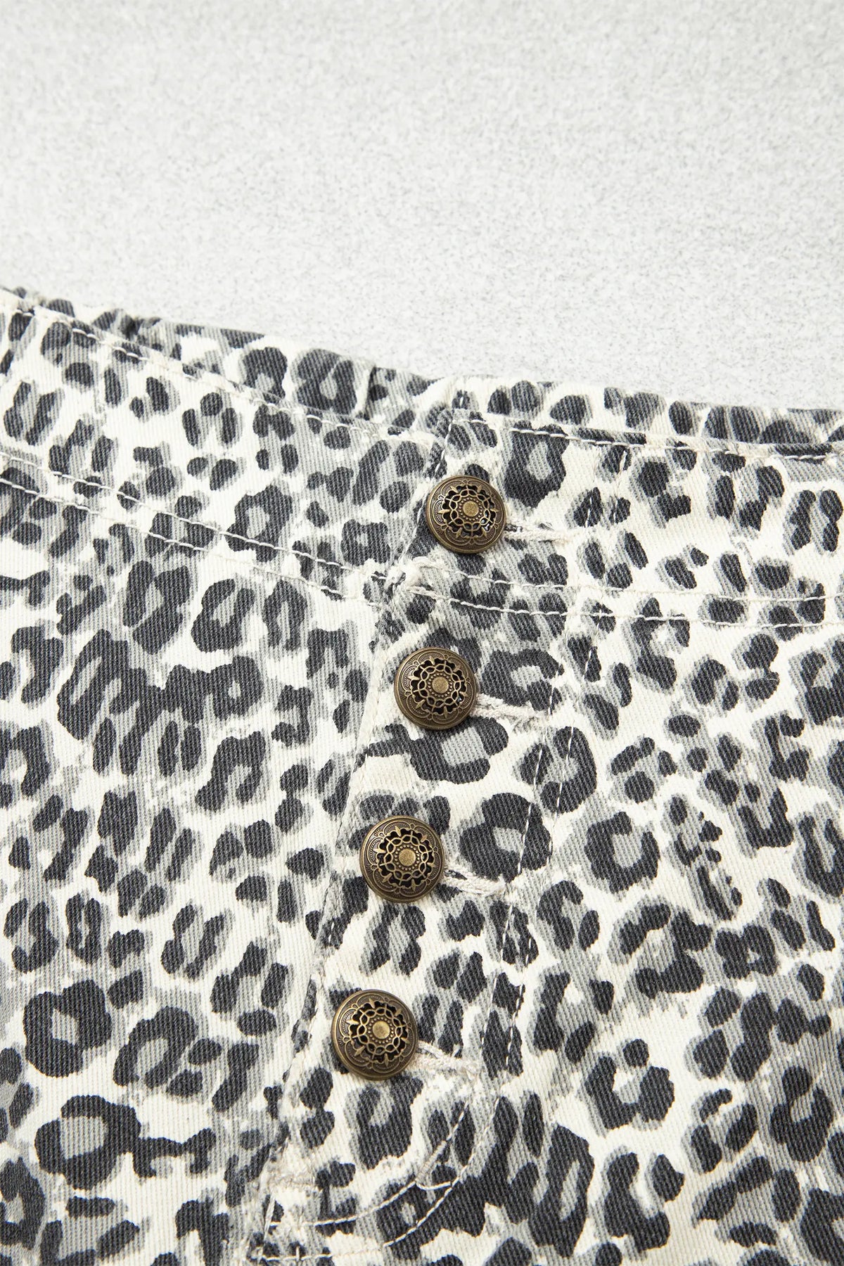Leopard Print Rainbow Striped Detail Buttoned Loose Jogger Jeans – Brown