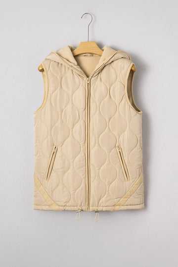 Quilted Padded Casual Winter Jacket Vest with Fleece Lining - Outerwear/Vests
