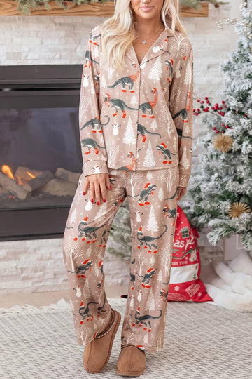 Two Piece Lounge Set Long Sleeve Abstract Print