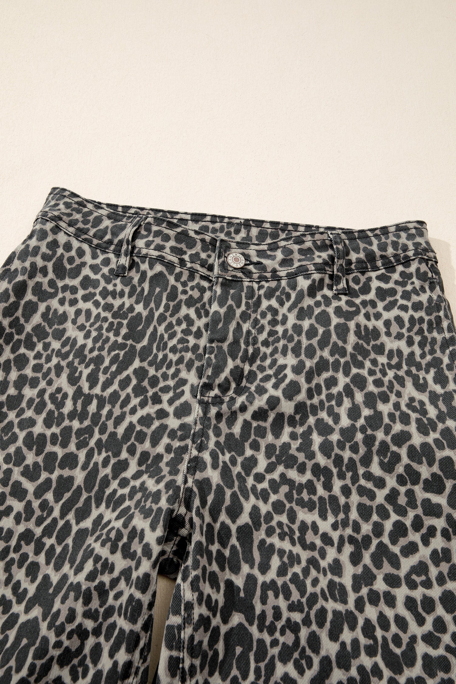 Leopard Print Wide Leg High Waist Jeans - Bottoms/Jeans/WideLeg