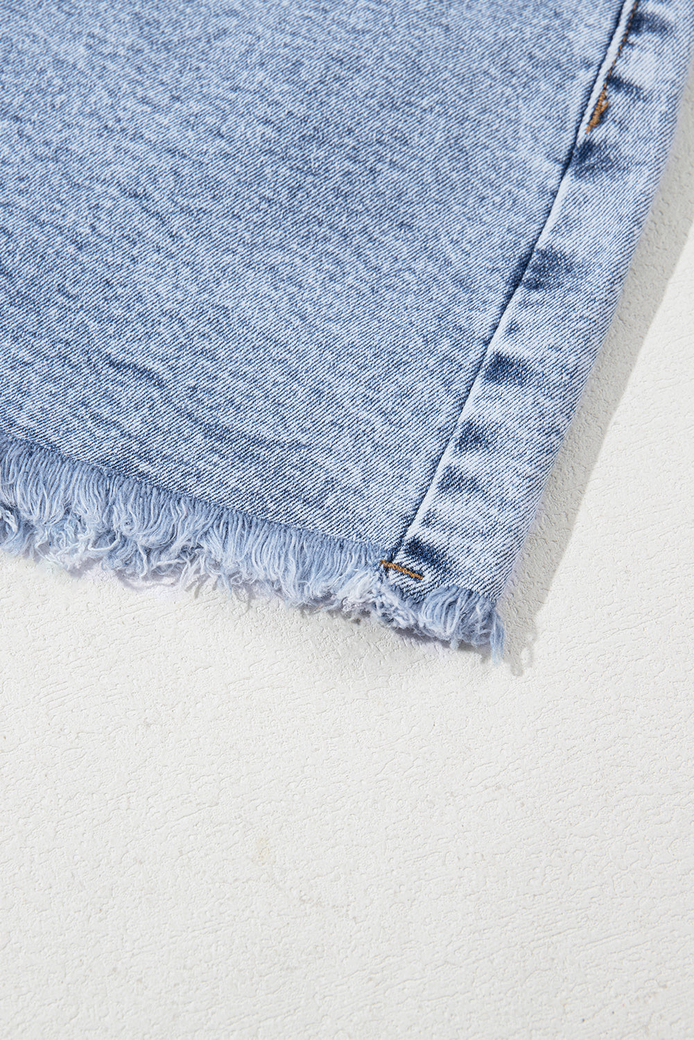 Beau Blue Rhinestone Light Wash Raw Hem High Waist Denim Shorts eAura