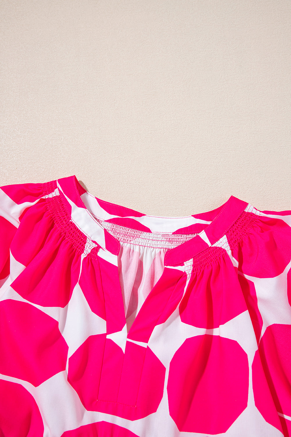 Rose Polka Dot Flutter Sleeve Notched Neck Tiered Flowy Dress - eAura